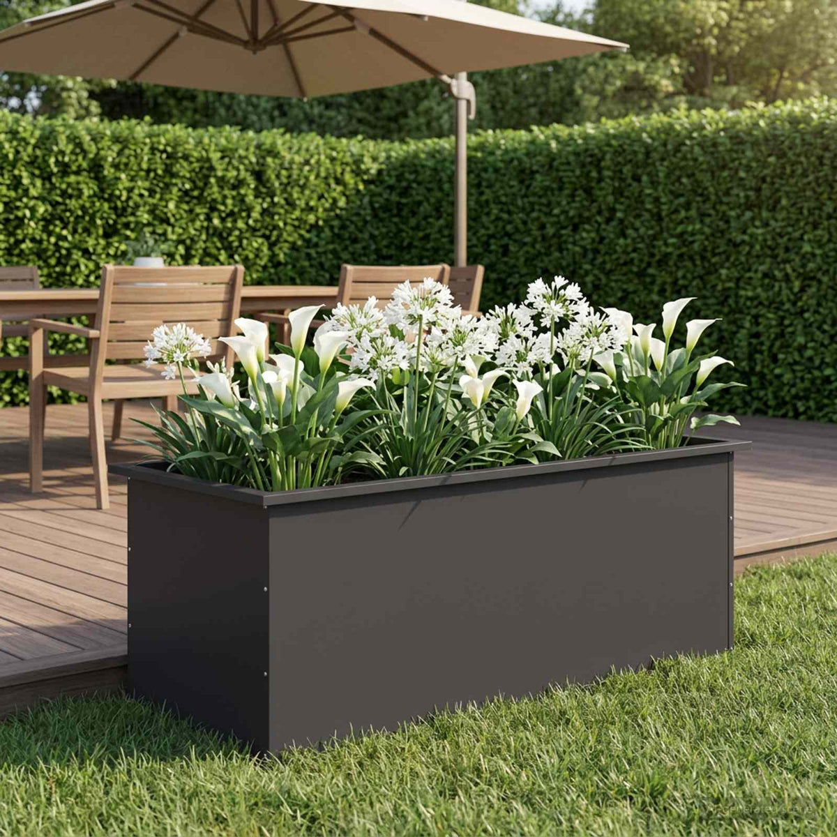 Sodo vazonas su LED Juoda 50 x 100 x 48 cm Plienas
