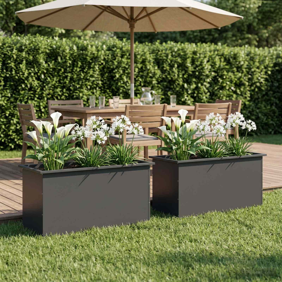 Sodo vazonas su LED 2 vnt. Juoda 50 x 100 x 48 cm Plienas