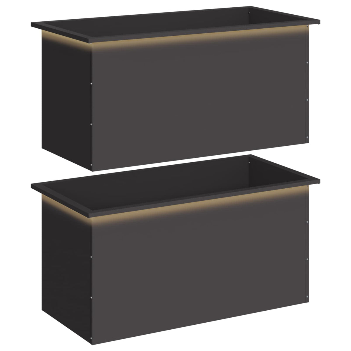 Sodo vazonas su LED 2 vnt. Juoda 50 x 100 x 48 cm Plienas