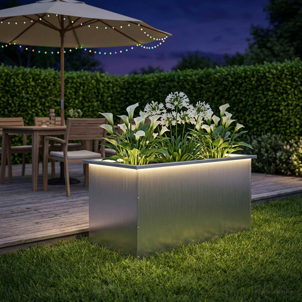 Sodo vazonas su LED Balta 50 x 100 x 48 cm Plienas
