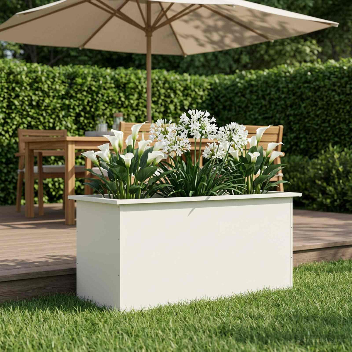 Sodo vazonas su LED Balta 50 x 100 x 48 cm Plienas