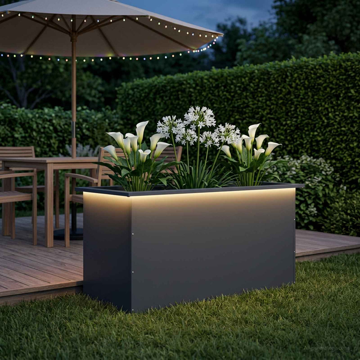 Sodo vazonas su LED Antracitas 50 x 100 x 48 cm Plienas