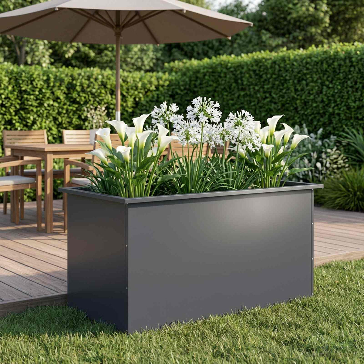Sodo vazonas su LED Antracitas 50 x 100 x 48 cm Plienas