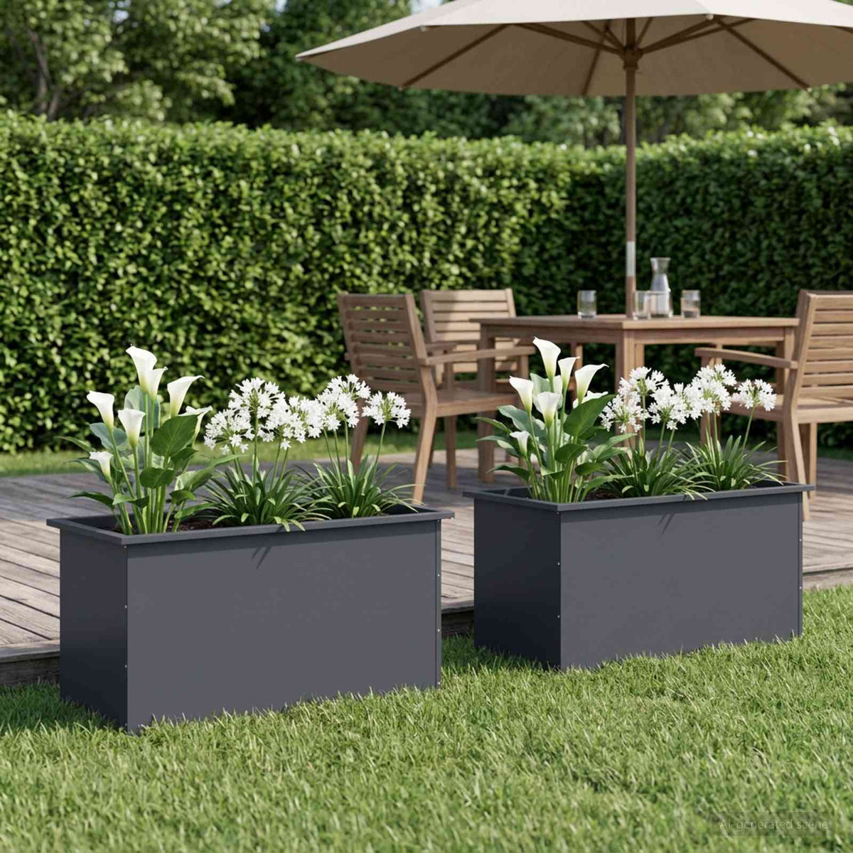 Sodo vazonas su LED 2 vnt. Antracitas 50 x 100 x 48 cm Plienas