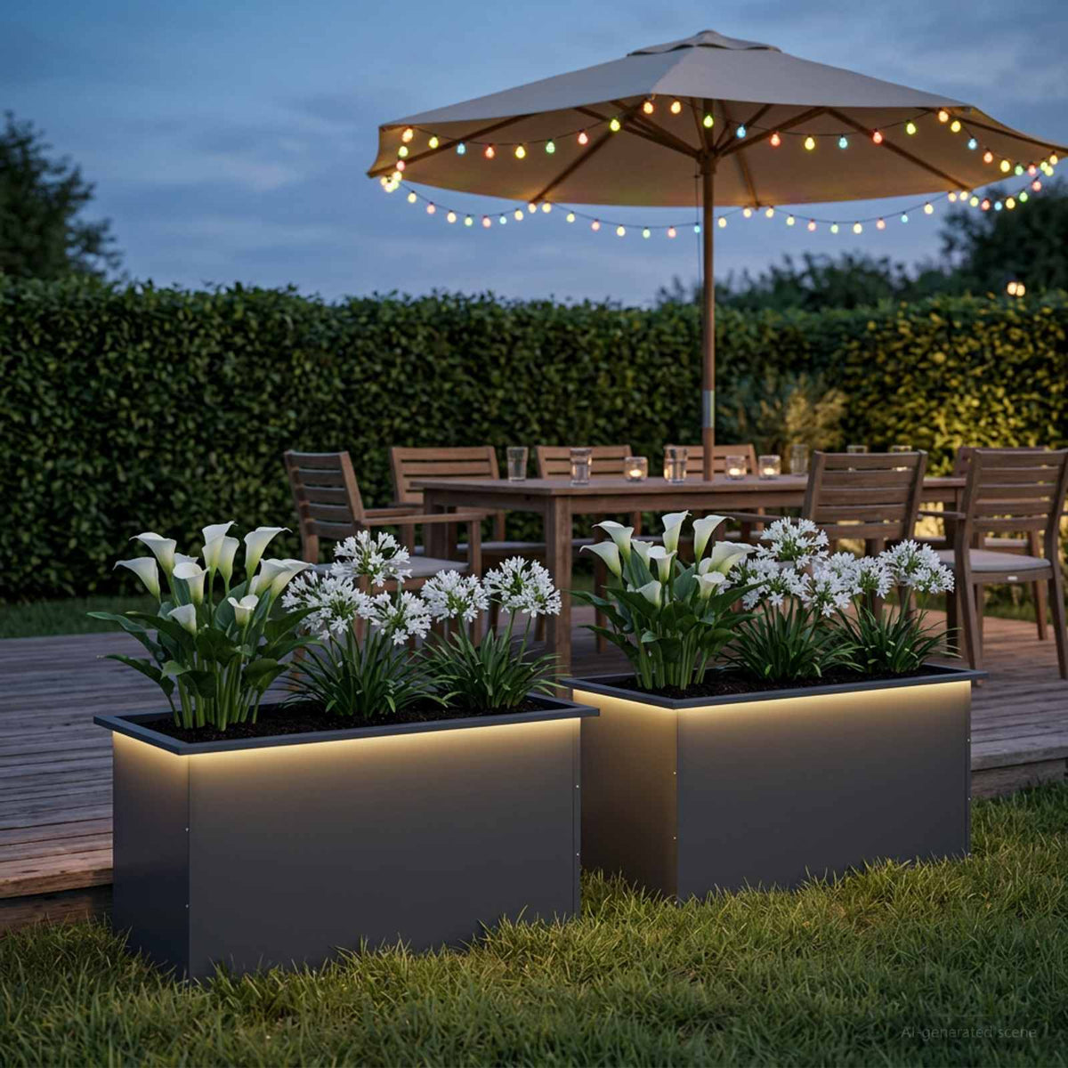 Sodo vazonas su LED 2 vnt. Antracitas 50 x 100 x 48 cm Plienas