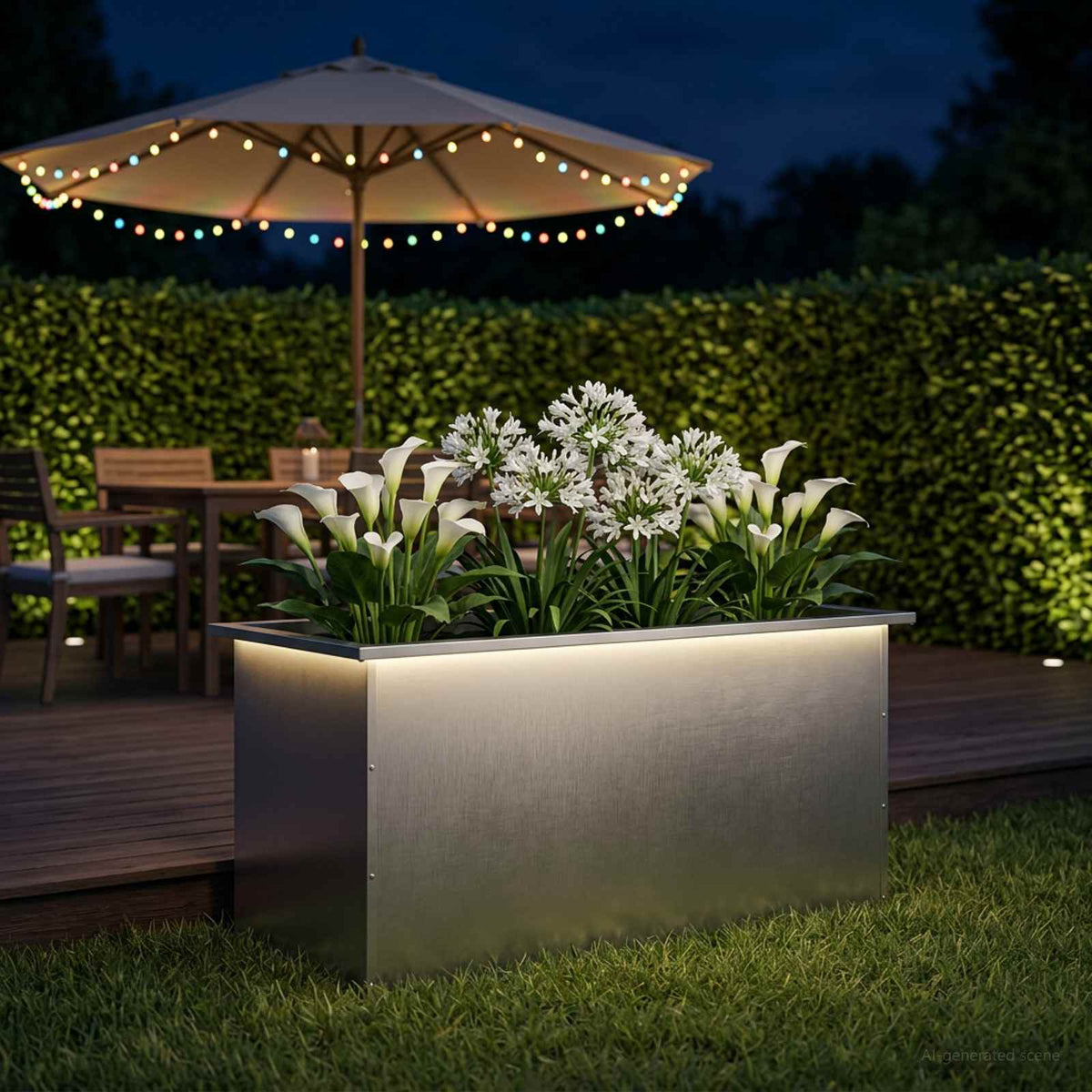 Sodo vazonas su LED Sidabrinė 50 x 100 x 48 cm