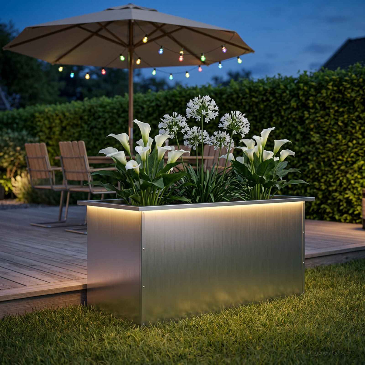 Sodo vazonas su LED Sidabrinė 50 x 100 x 48 cm