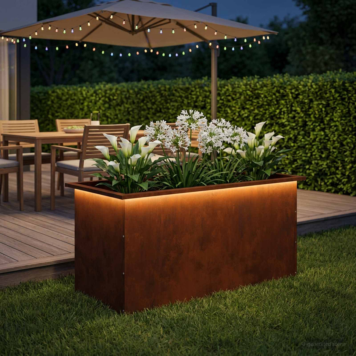 Sodo vazonas su LED Rūdijanti 50 x 100 x 48 cm