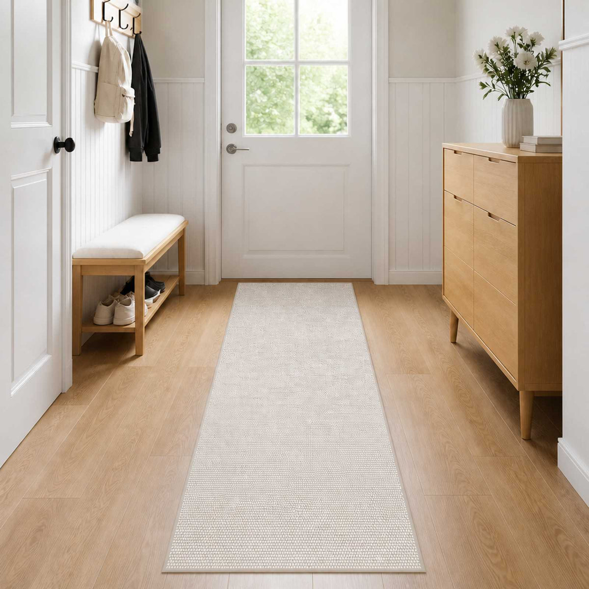 Kilimas Kreminė 50 x 150 cm 100% poliesteris 3 mm Plaunamas