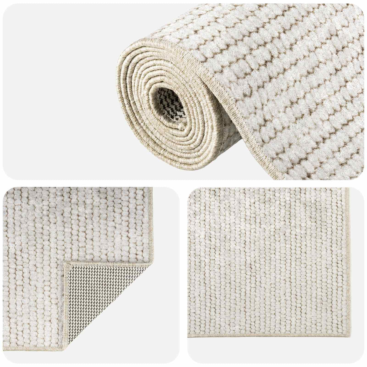 Kilimas Kreminė 80 x 250 cm 100% poliesteris 3 mm Plaunamas