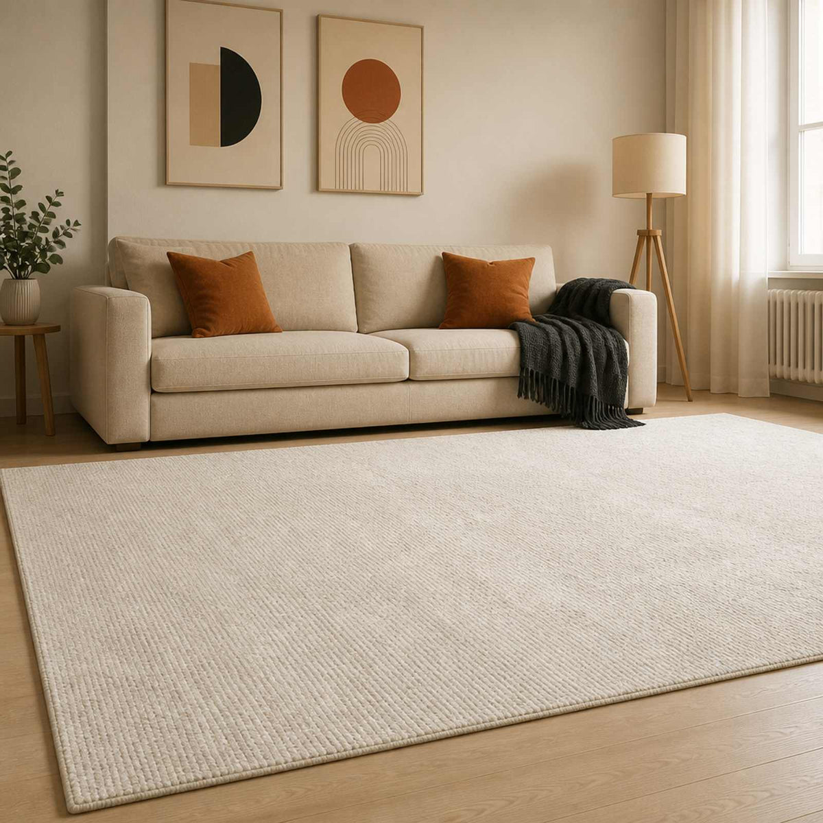 Kilimas Kreminė 300 x 400 cm 100% poliesteris 3 mm Plaunamas