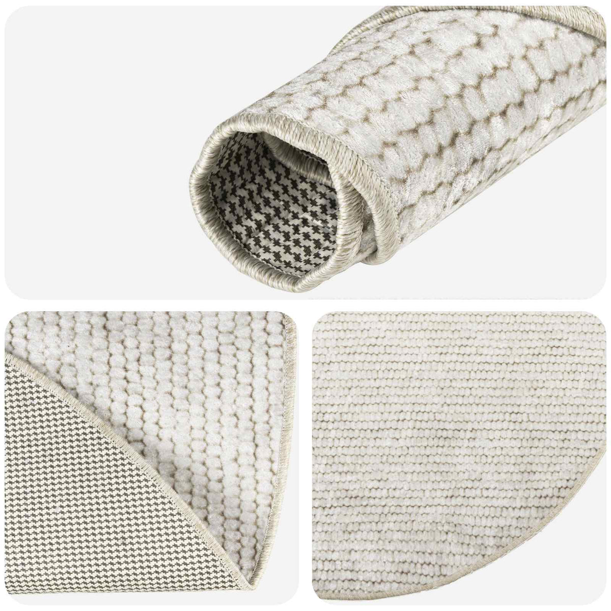 Kilimas Kreminė Ø 120 cm 100% poliesteris 3 mm Plaunamas