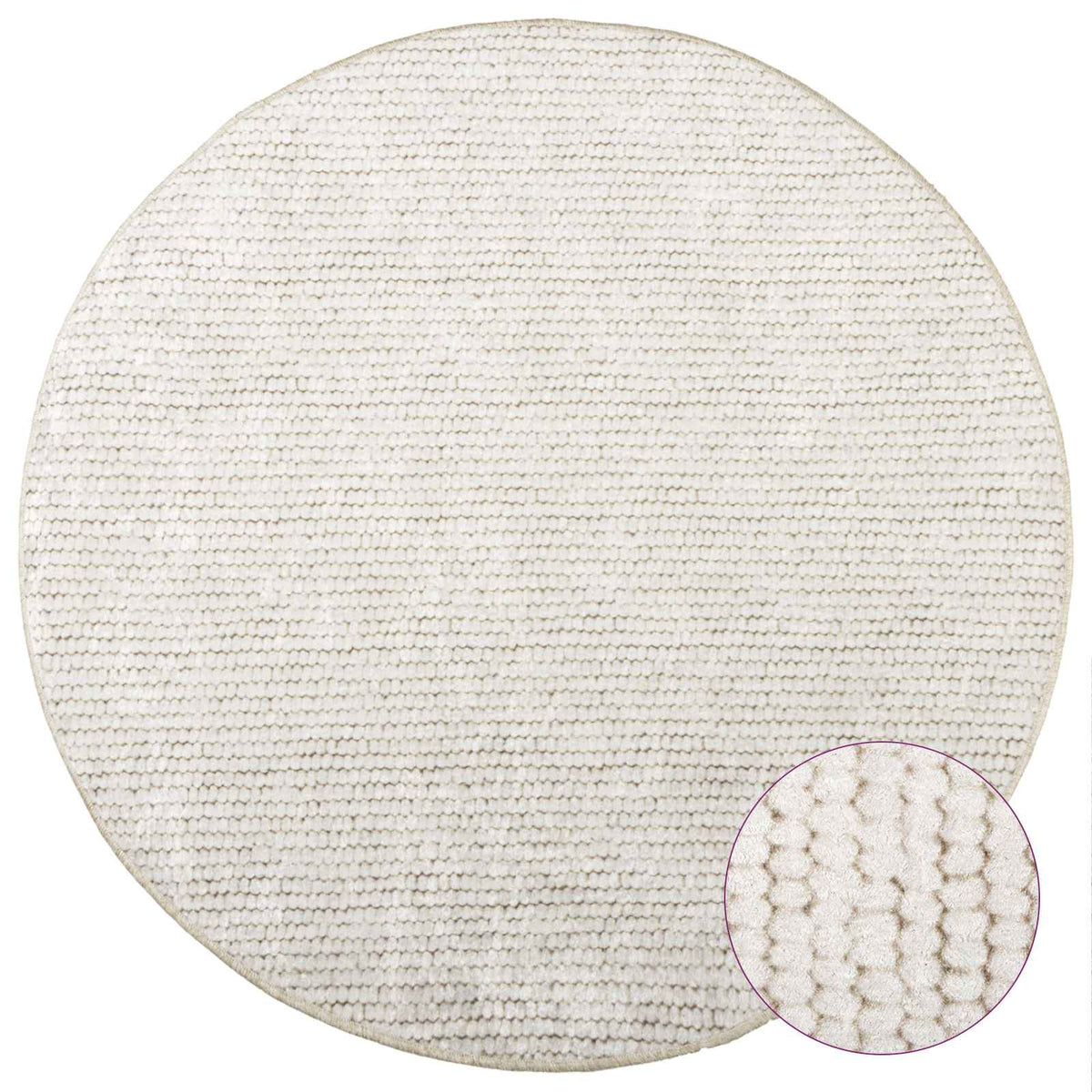 Kilimas Kreminė Ø 120 cm 100% poliesteris 3 mm Plaunamas