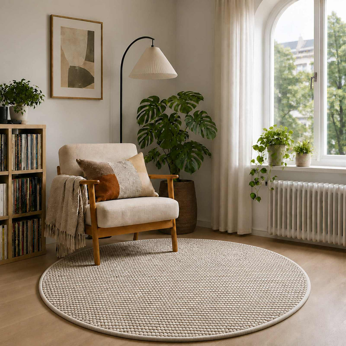 Kilimas Smėlio Ø 120 cm 100% poliesteris 3 mm Plaunamas