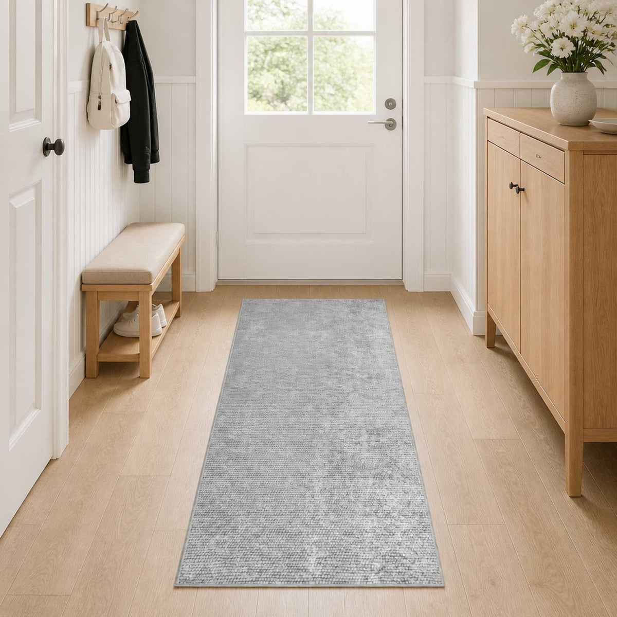 Kilimas Pilka 80 x 200 cm 100% poliesteris 3 mm Plaunamas