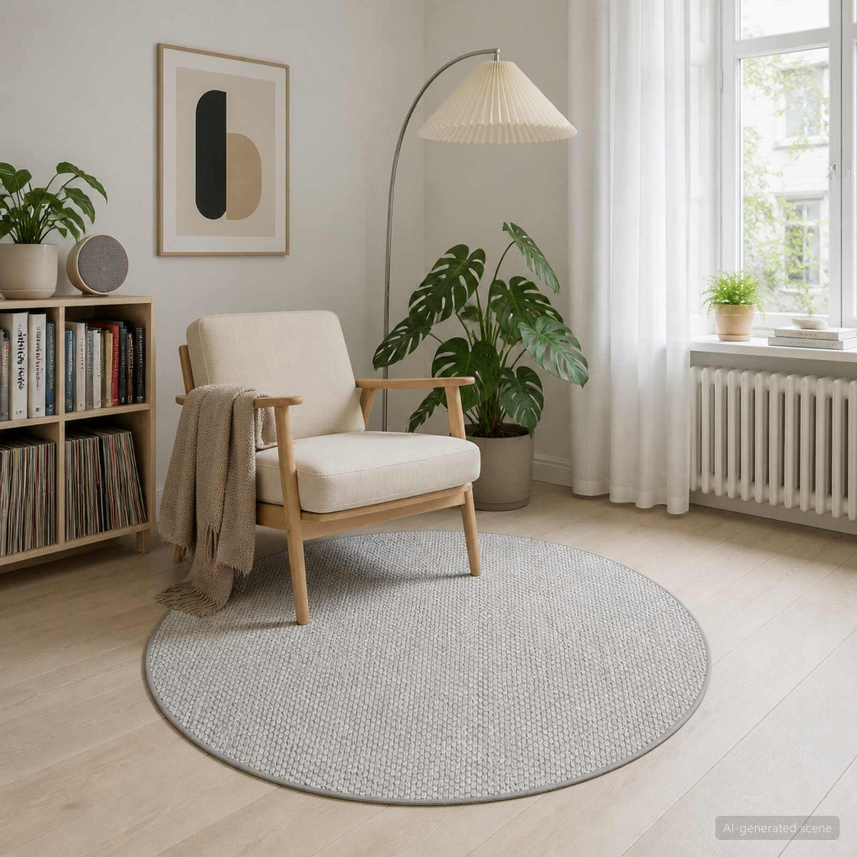 Kilimas Pilka Ø 120 cm 100% poliesteris 3 mm Plaunamas