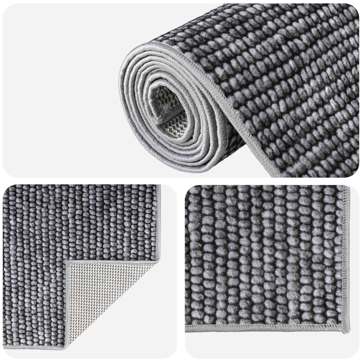 Kilimas Antracito 80 x 200 cm 100% poliesteris 3 mm Plaunamas