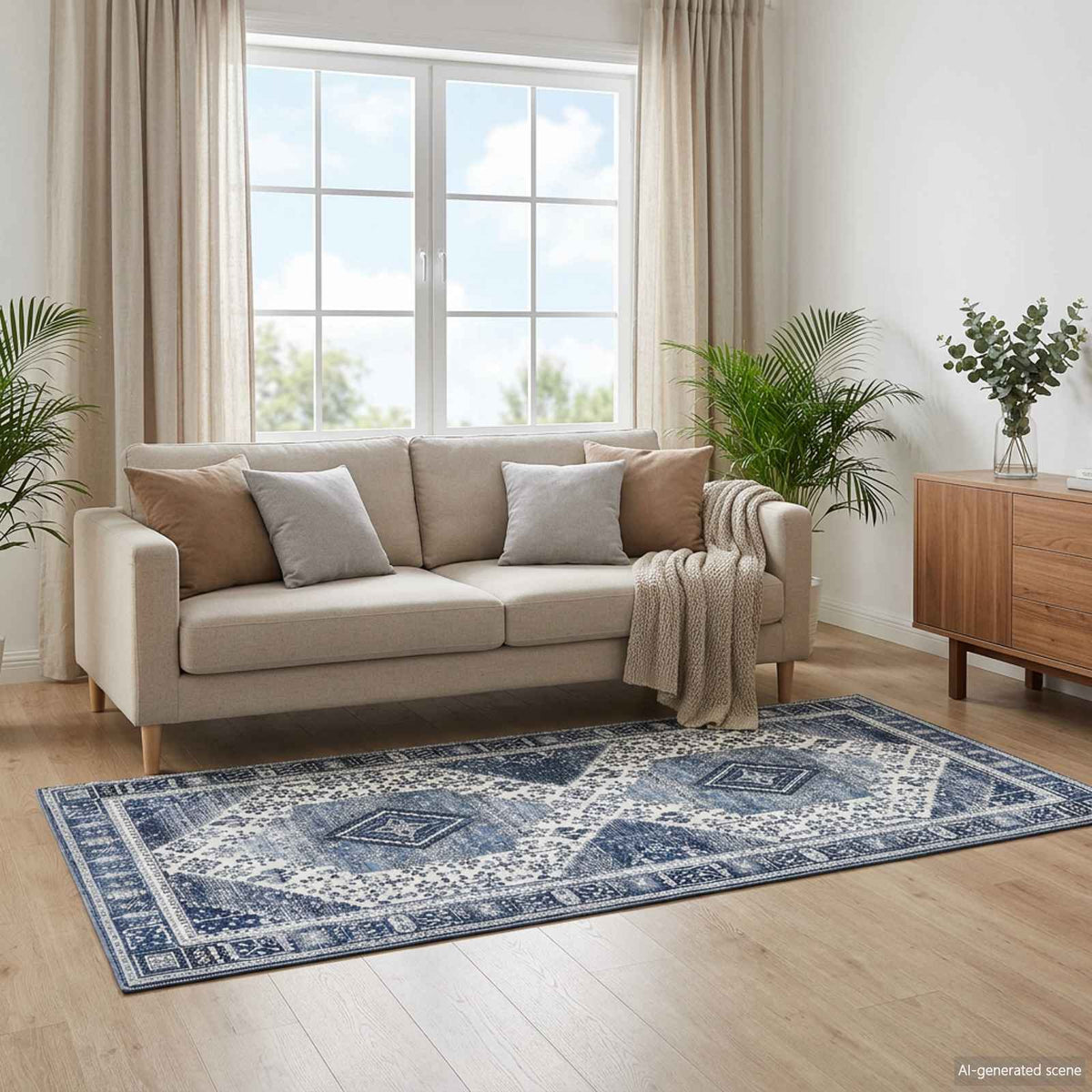 Kilimas ORIZ Tamsiai mėlyna 80 x 200 cm 100% poliesteris