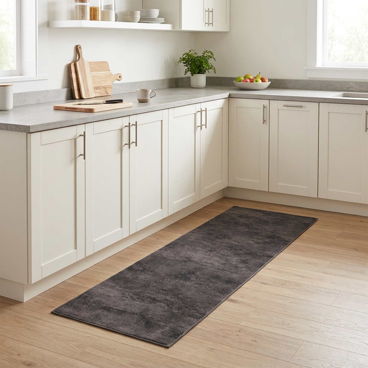 Virtuvės kilimas Juodas betonas 300 x 60 cm 100% poliamidas
