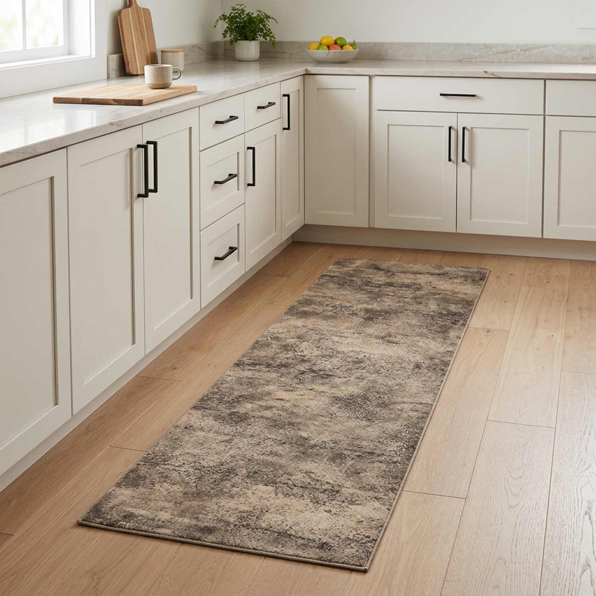 Virtuvės kilimas Rudas betonas 180 x 60 cm 100% poliamidas