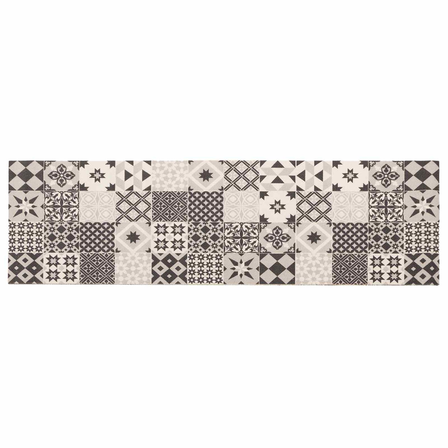 Virtuvės kilimas pilka mozaika 300 x 60 cm 100% poliamidas
