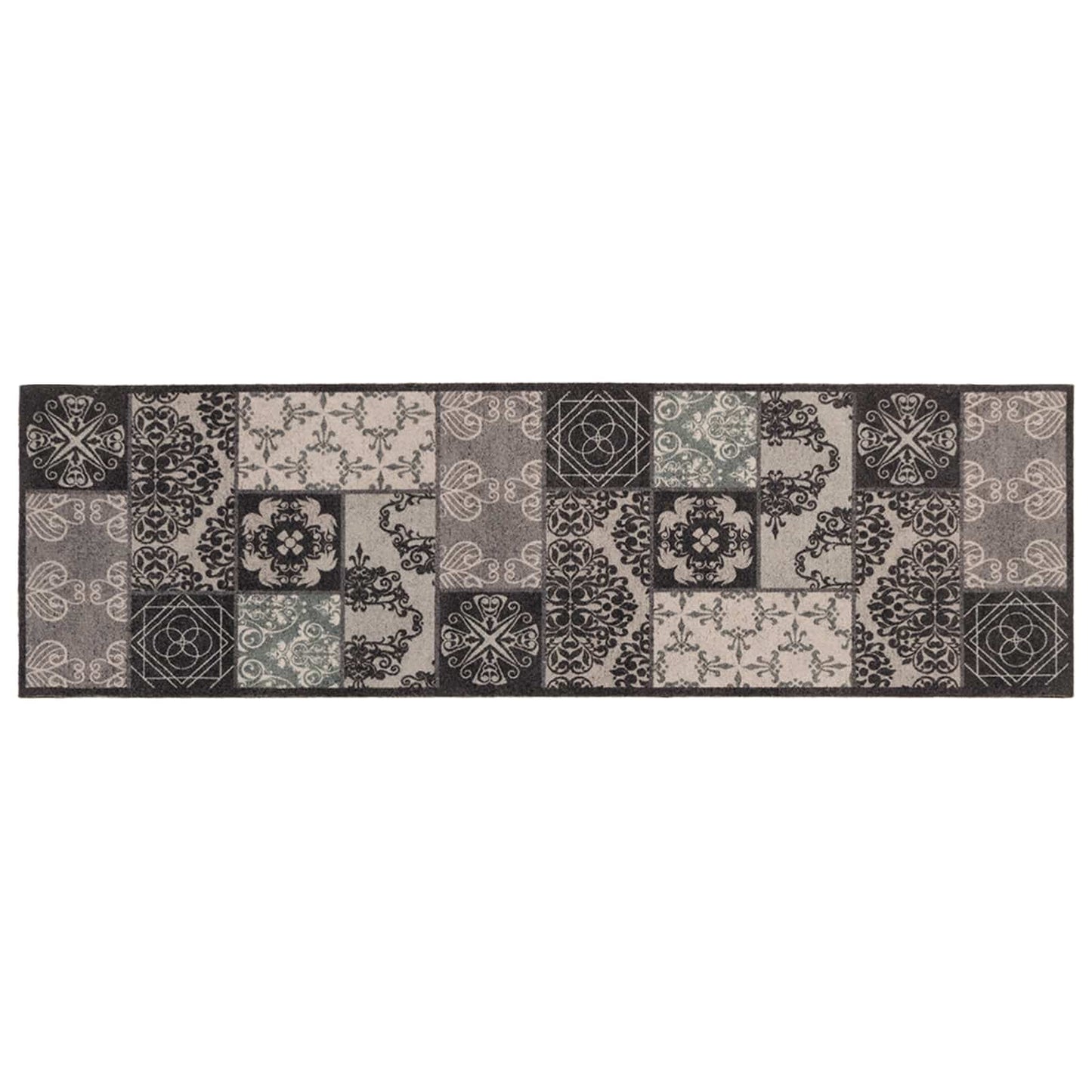 Virtuvės kilimas Juoda mozaika 180 x 60 cm 100% poliamidas