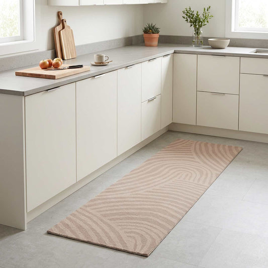Virtuvės kilimas taupe skandinaviškas 180 x 60 cm
