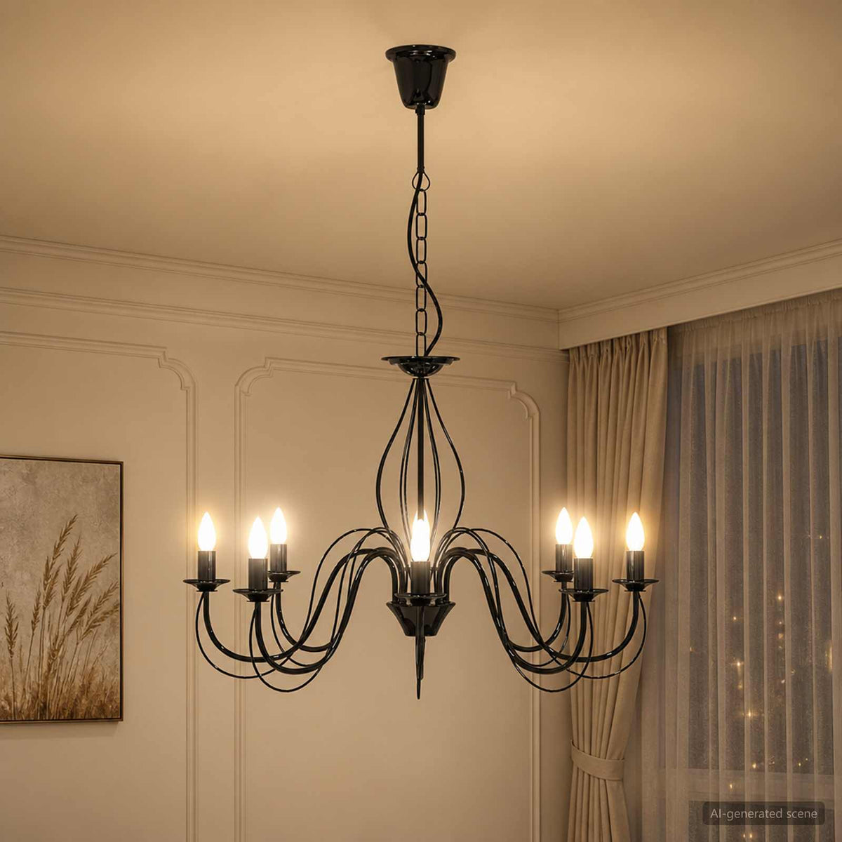 Reguliuojamas sietynas E14 Metalas Juoda Ø 78 x 101 cm