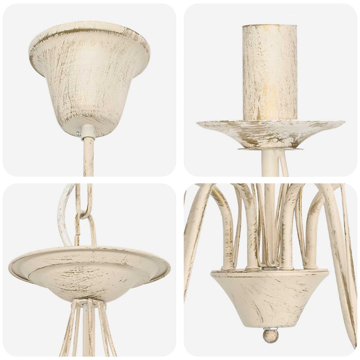 Reguliuojamas sietynas E14 Metalas Antikinė balta Ø 78 x 101 cm