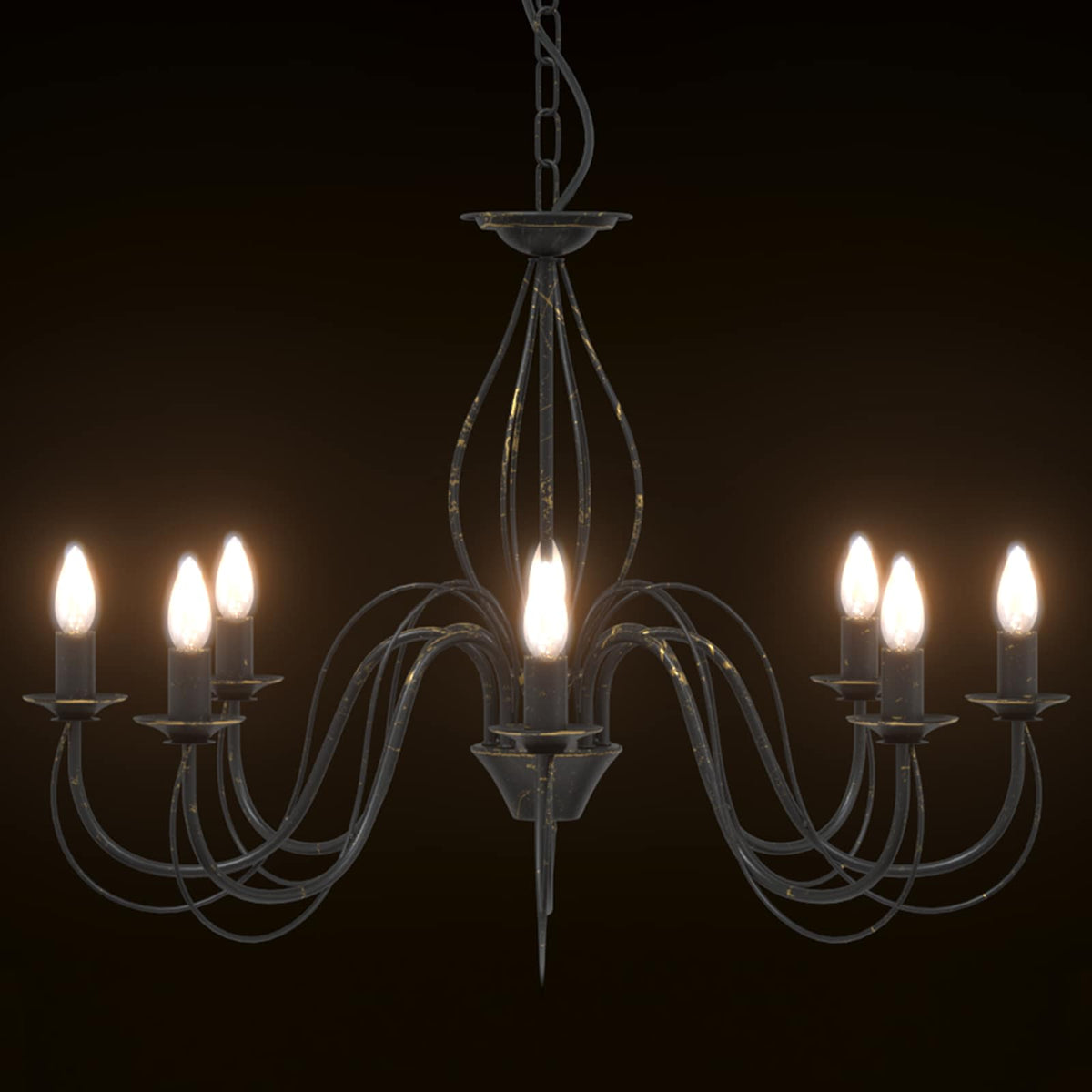 Reguliuojamas sietynas E14 Metalas Sendinta juoda Ø 78 x 101 cm