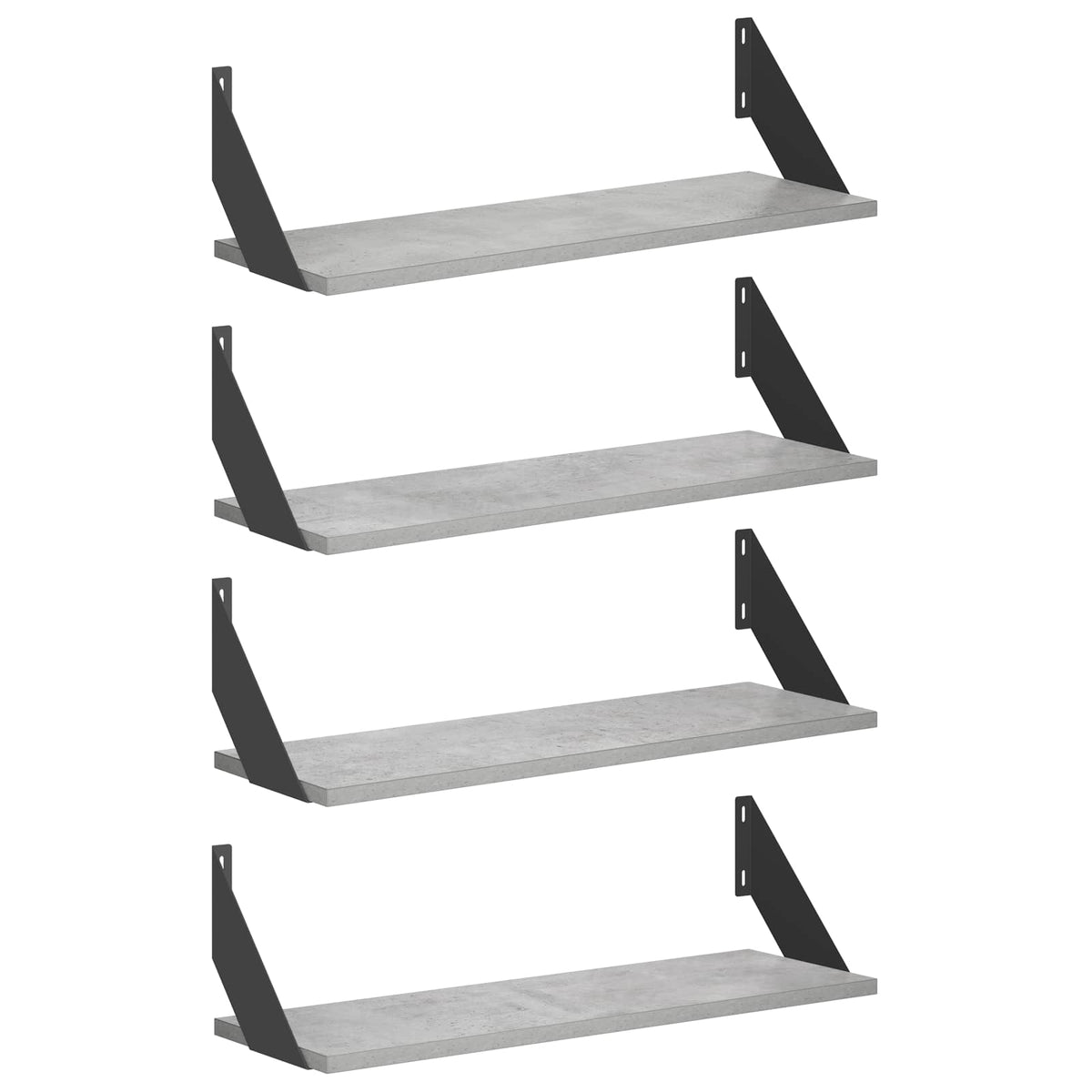Sieninės lentynos 4 vnt. Betono pilka 60 x 20 x 17 cm