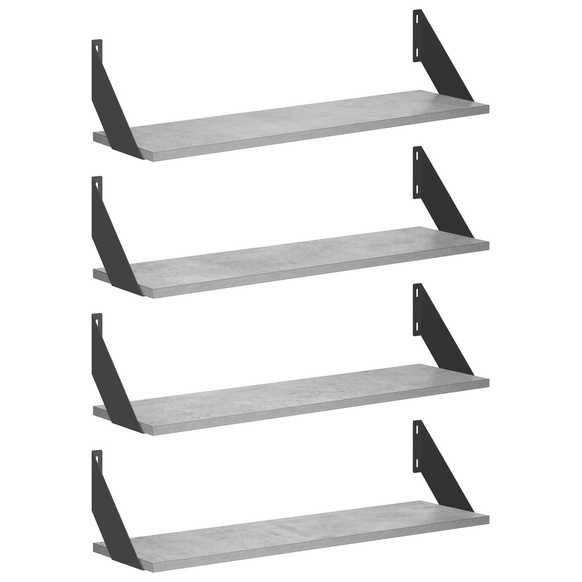 Sieninės lentynos 4 vnt. Betono pilka 70 x 20 x 17 cm