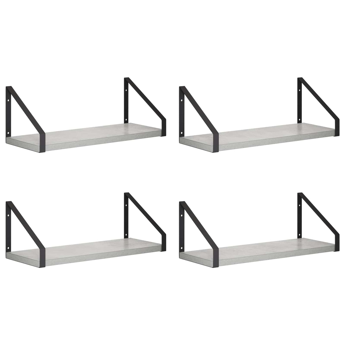 Sieninės lentynos 4 vnt. Betono pilka 40 x 16 x 15,5 cm