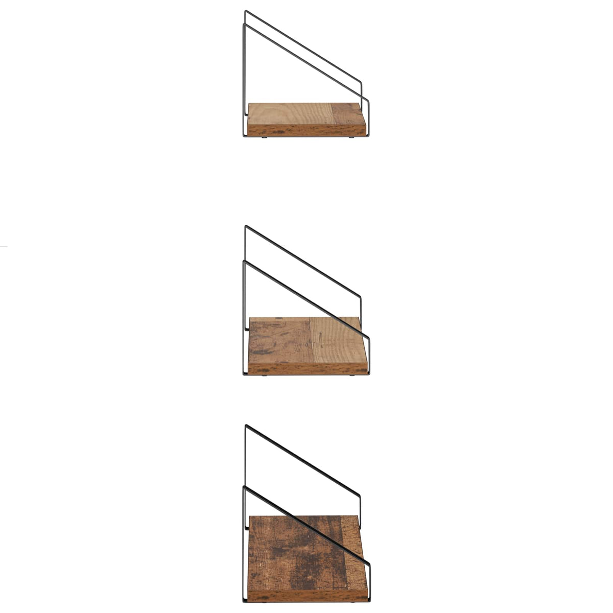 Sieninės lentynos 3 vnt. Sendintos medienos 40 x 16 x 15,5 cm