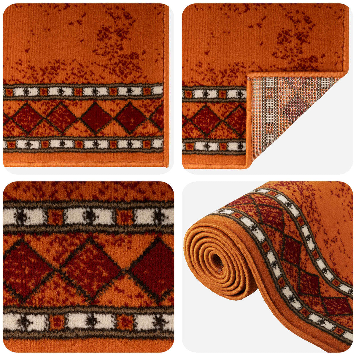 Bėgimo kilimėlis FLORNES Austas Oranžinė 67 x 150 cm PP 7 mm