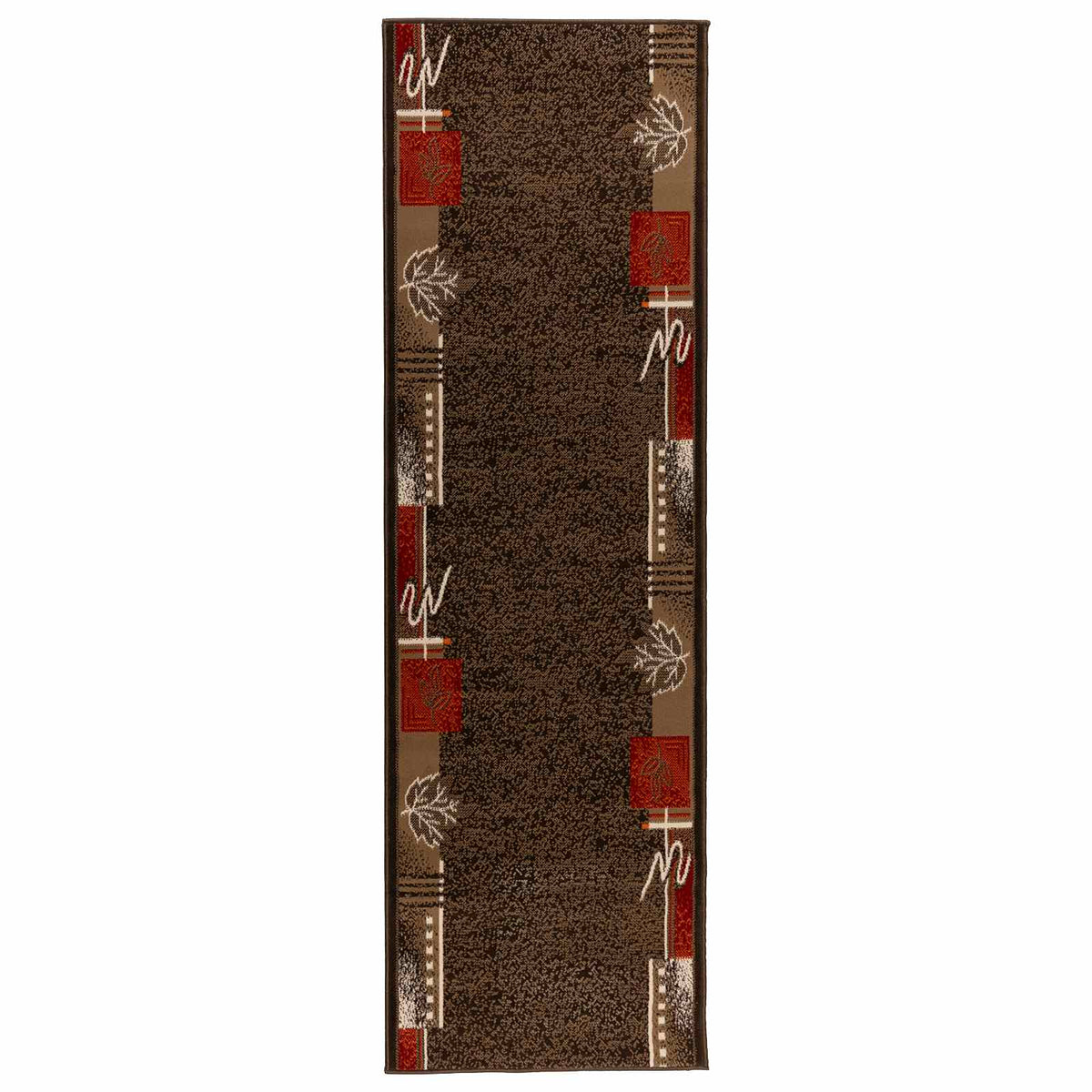 Bėgimo kilimėlis FLORNES Austas Ruda Lapai 67 x 250 cm PP 7 mm