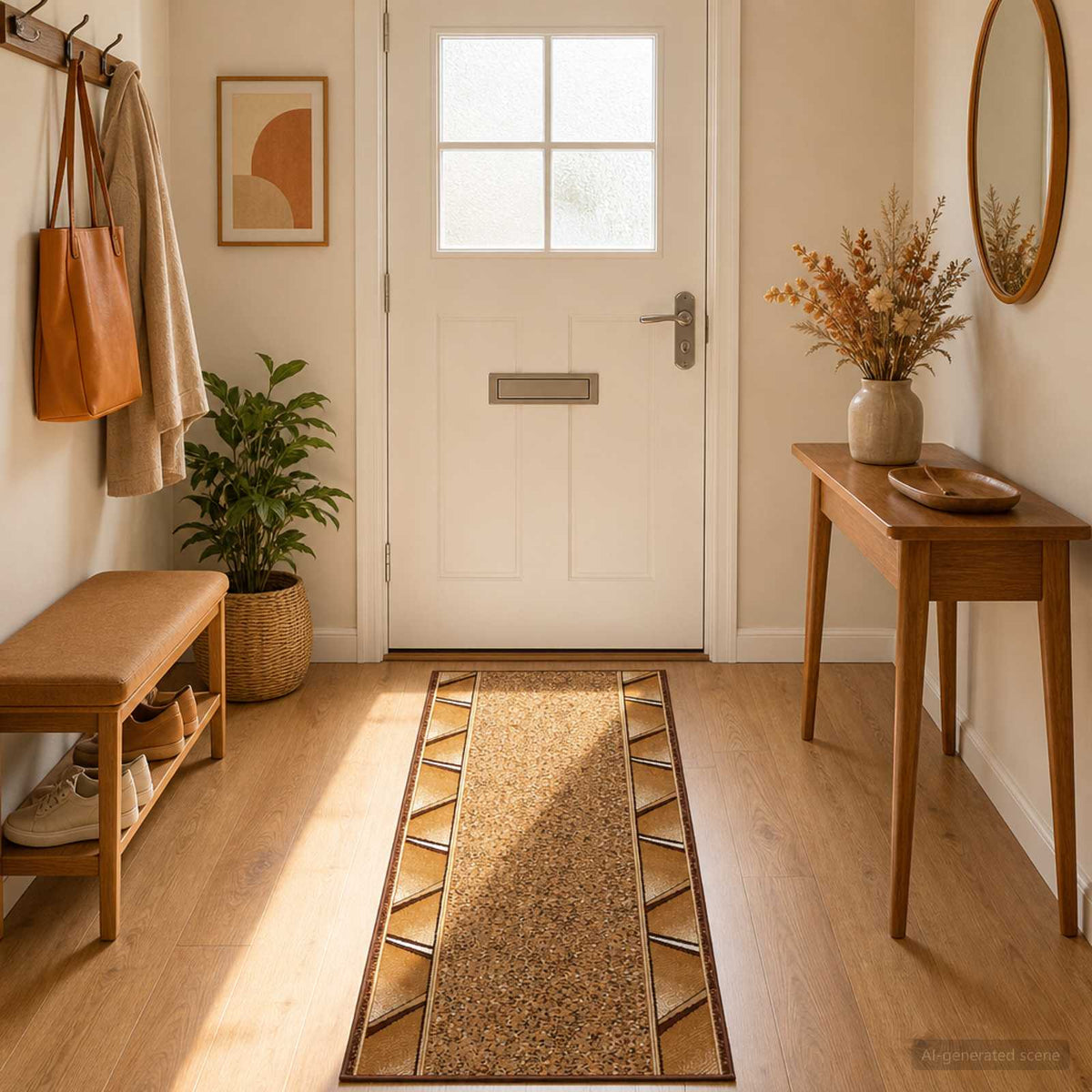 Bėgimo kilimėlis FLORNES Austas Smėlio PP 7 mm