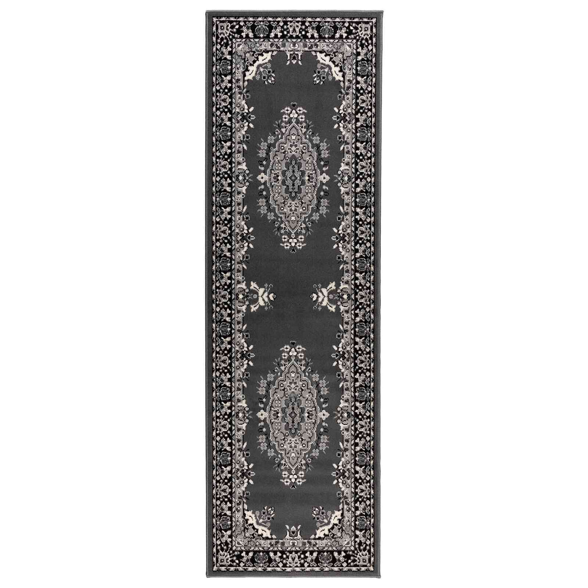 Bėgimo kilimėlis FLORNES Austas Pilkas raštas 80 x 450 cm PP