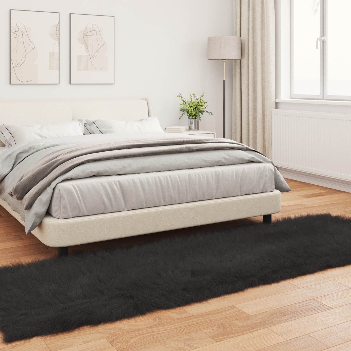 Dirbtinio avikailio kilimas Tafalla Juoda 80 x 250 cm