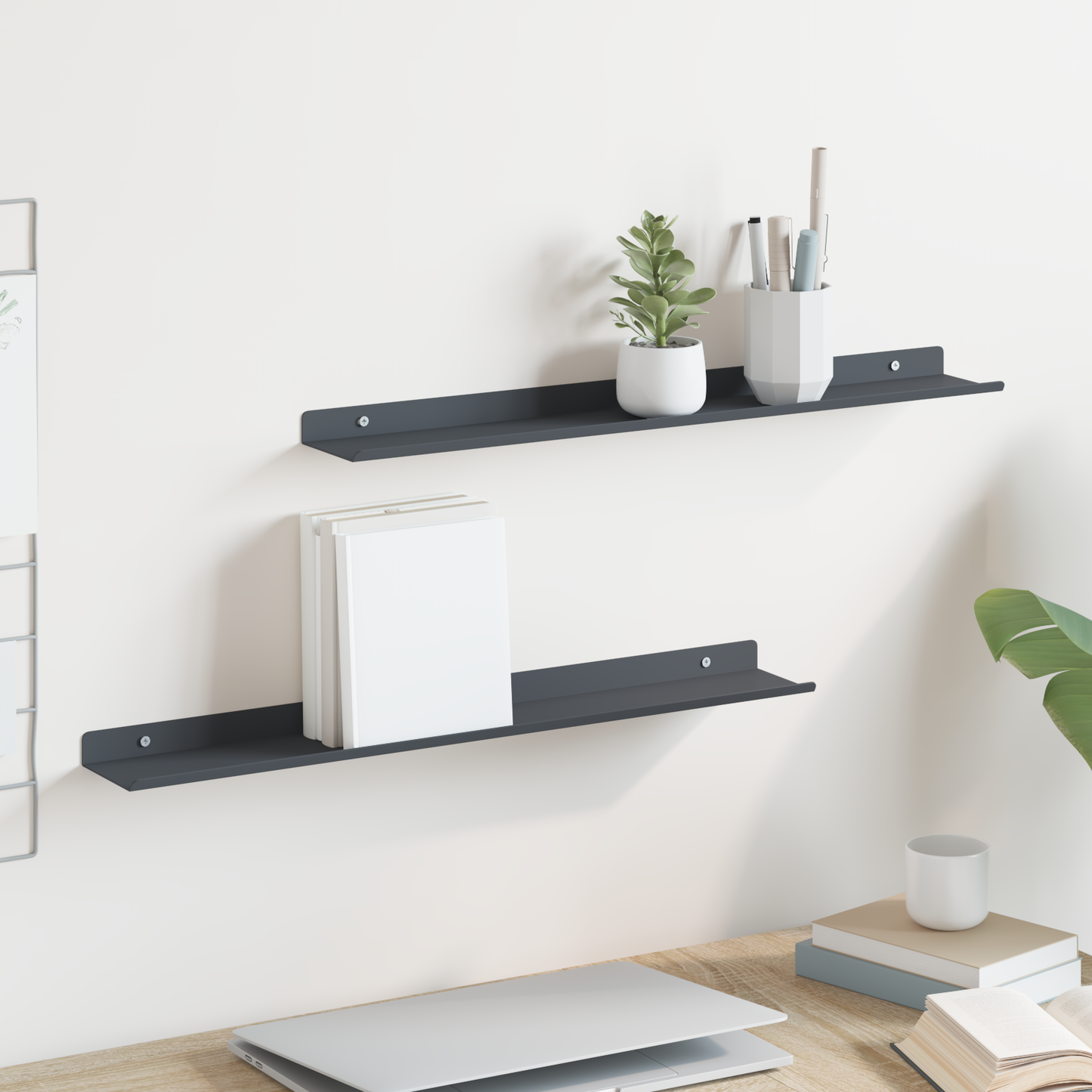 Plūduriuojanti lentyna 2 pcs Antracitas 60 x 8,5 x 2,5 cm