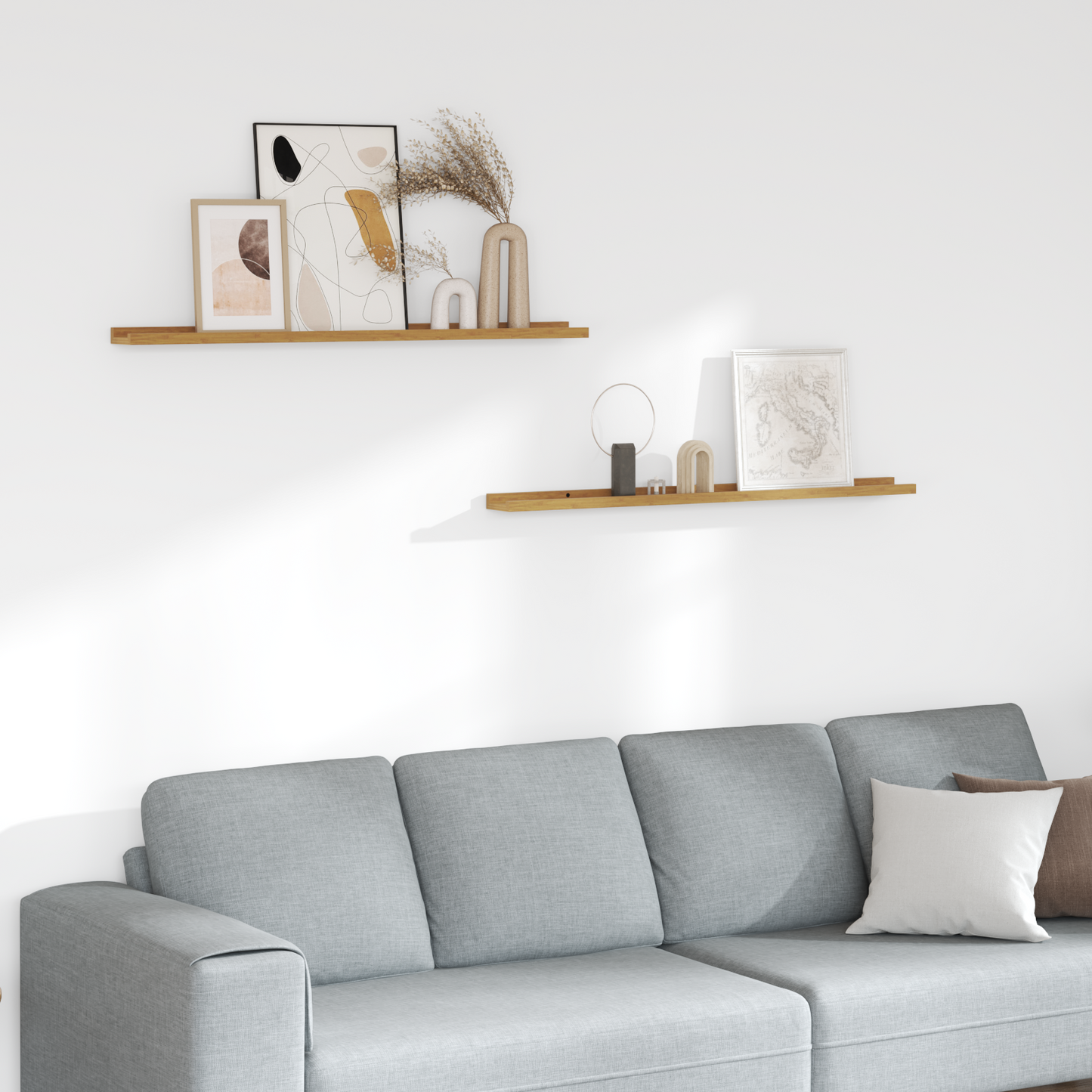 Sieninės lentynos 2 pcs Smėlio 100 x 9 x 3 cm Apdirbta mediena