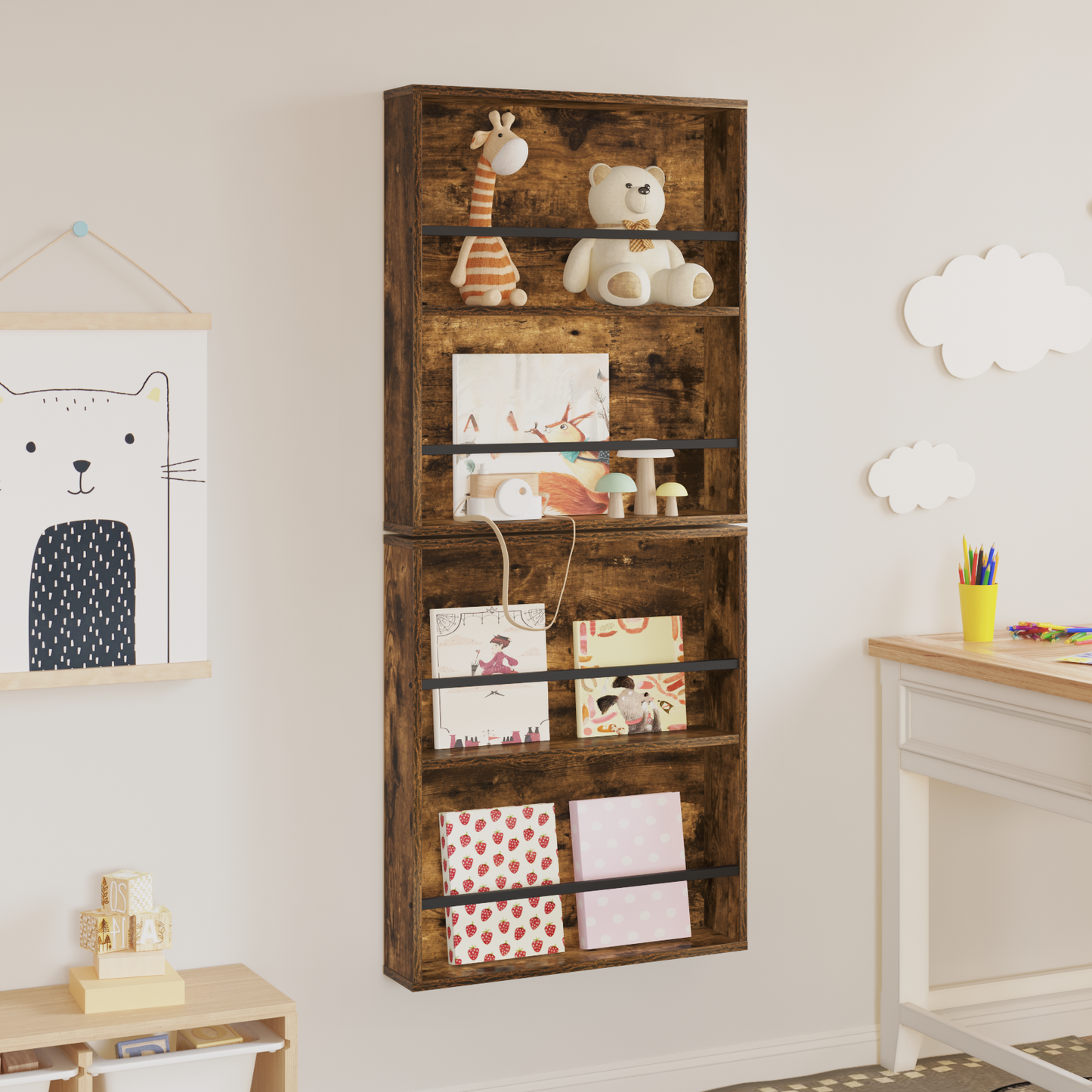 Žurnalų stovas su lentyna 2 pcs Rūkyta ąžuolas 60 x 12 x 70 cm