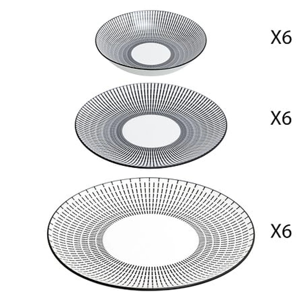 18 dalių servizas „Lunis“ – juodai baltas elegantiškas pasirinkimas jūsų stalui