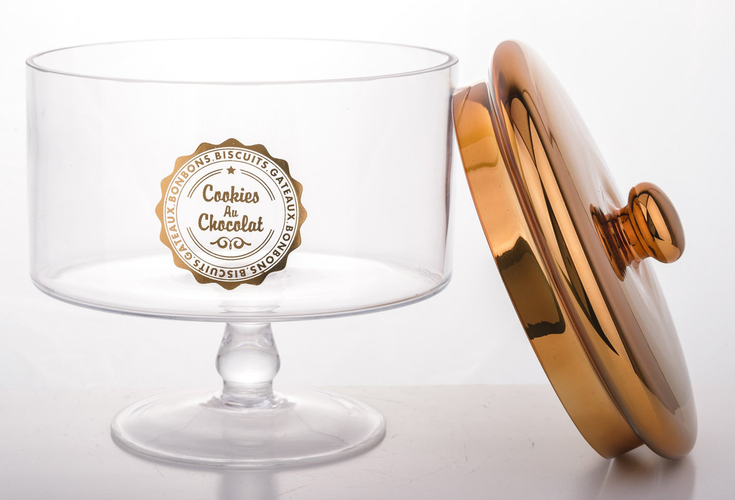 Dekoratyvinis stiklinis indas su dangčiu (Vario spalva)