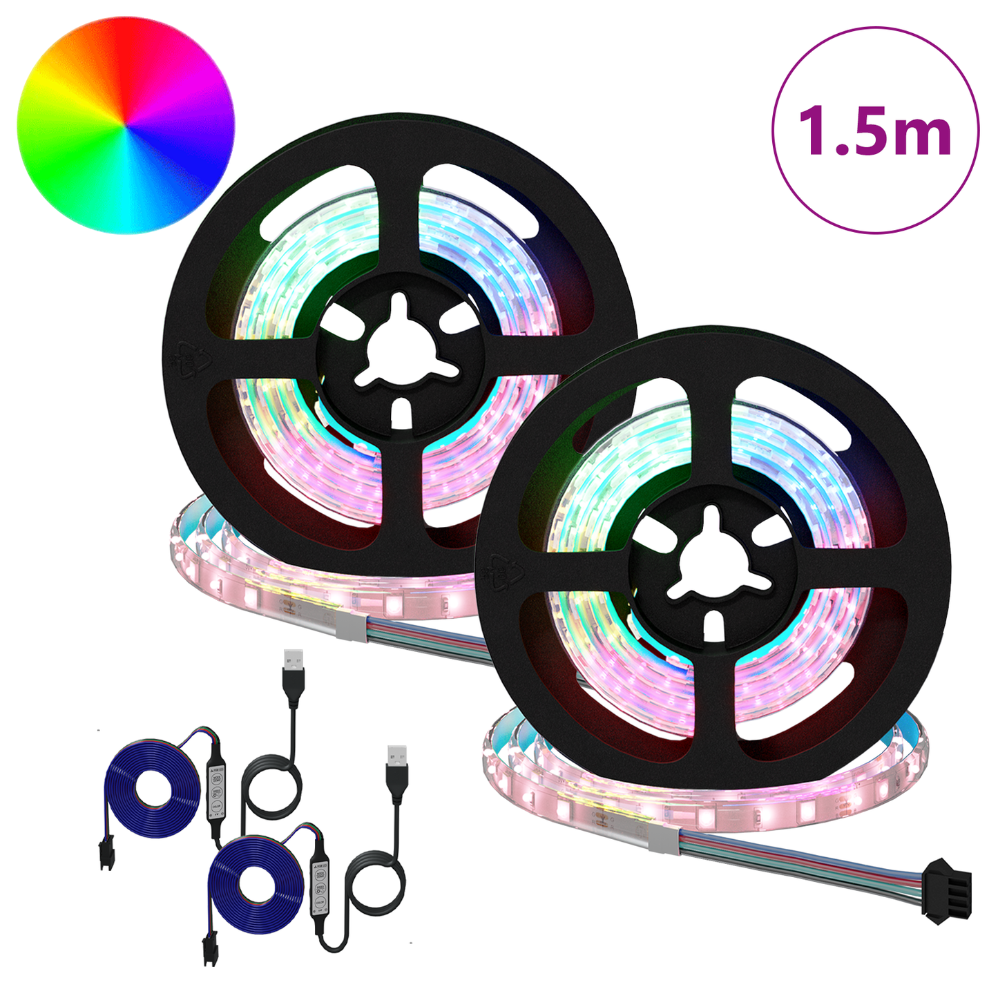LED juosta 4 pcs Juoda ir permatoma 75 x 0,8 x 0,3 cm