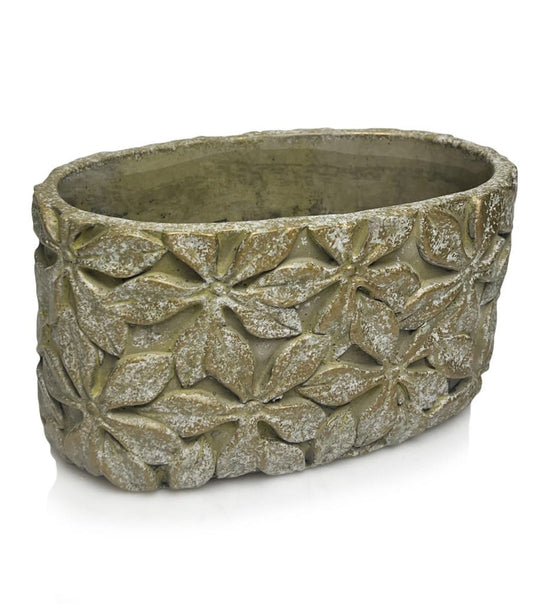 Keraminis vazonas (Žalsvai smėlio spalvos su auksiniais atspalviais)