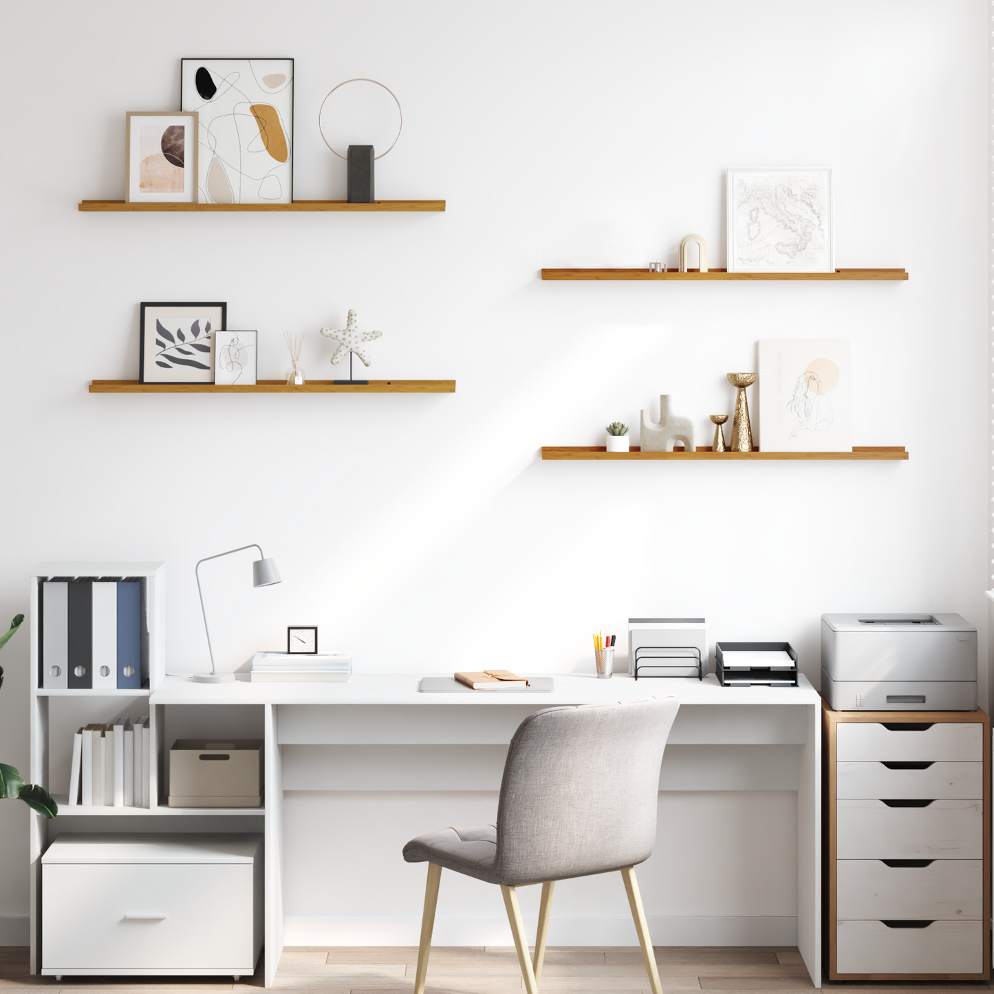 Sieninės lentynos 4 pcs Smėlio 100 x 9 x 3 cm Apdirbta mediena