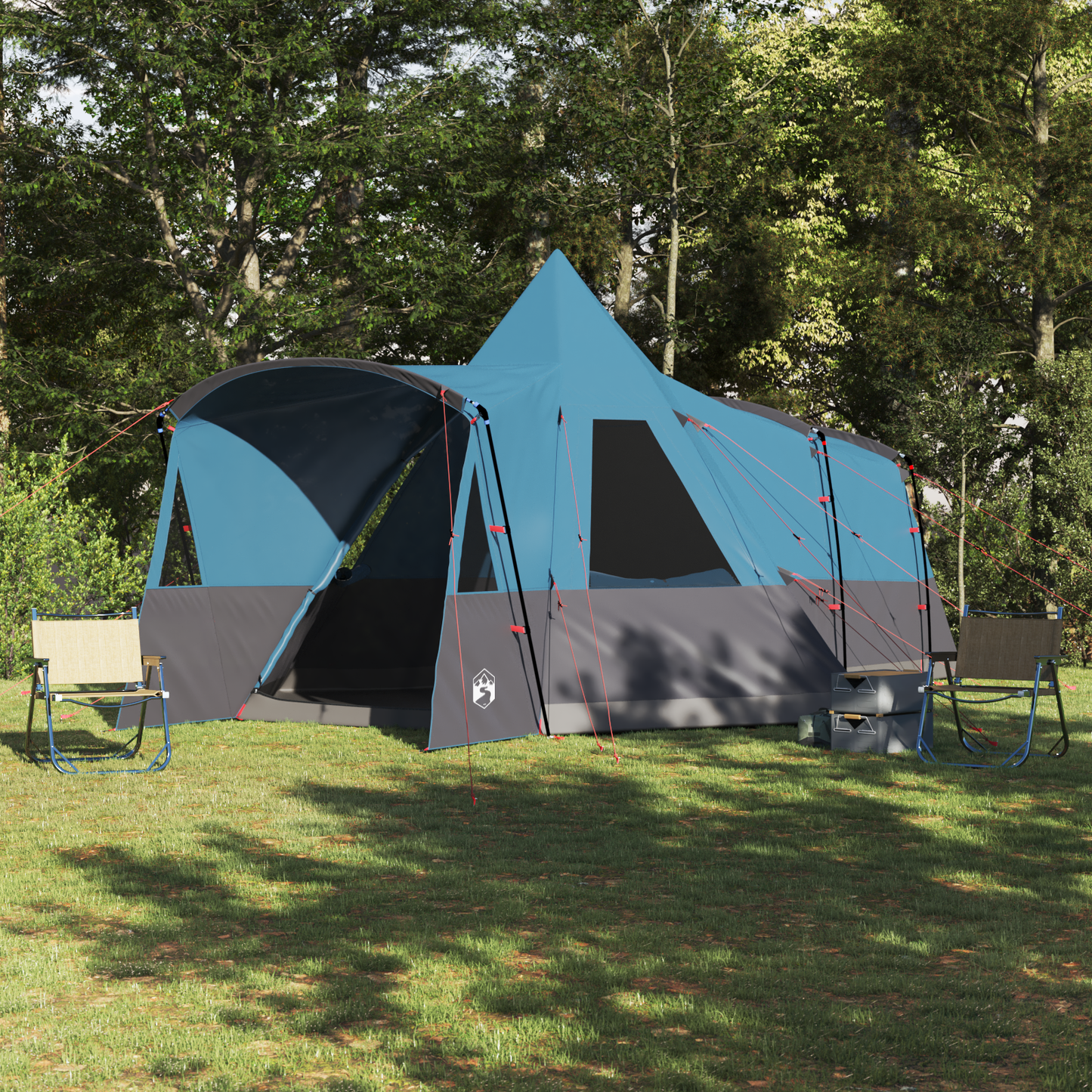 Teepee palapinė 8 asmenims su stogu Mėlyna 720 x 465 x 295 cm