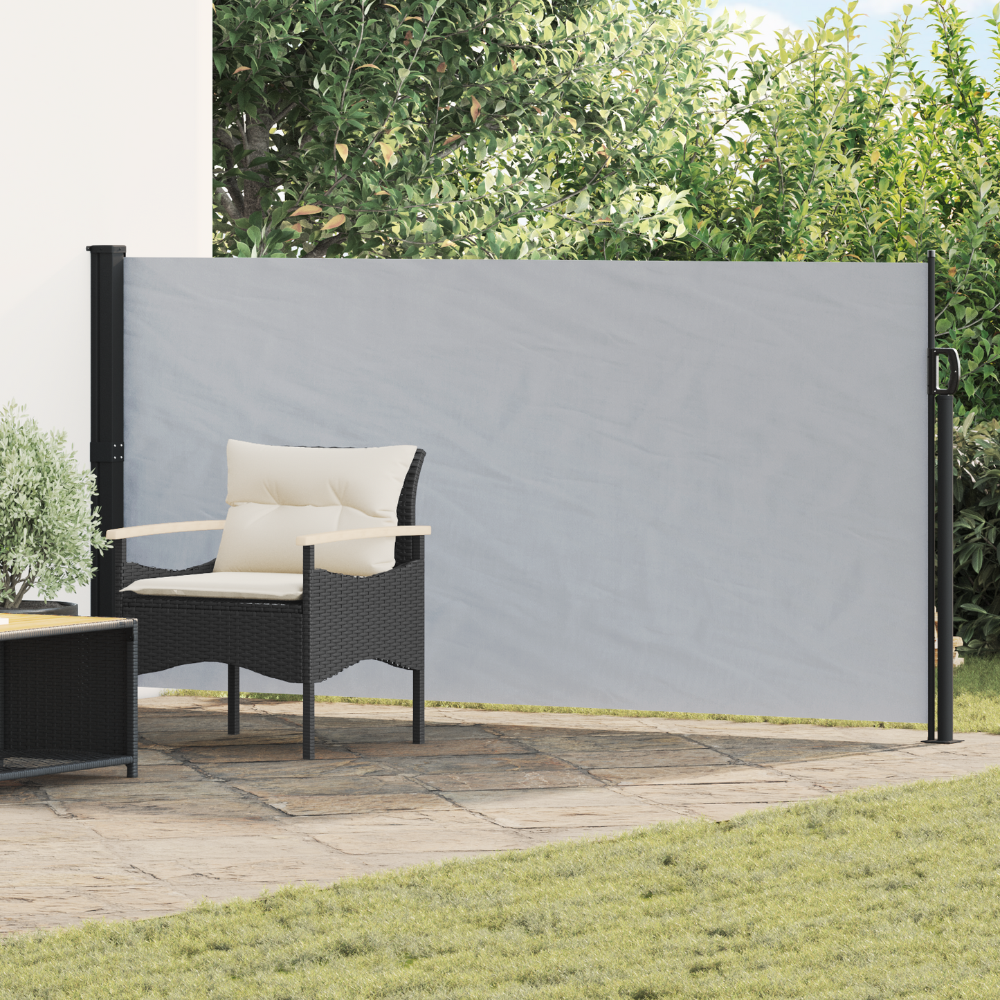 Ištraukiama šoninė užuolaida Pilka 600 x 160 cm Poliesteris
