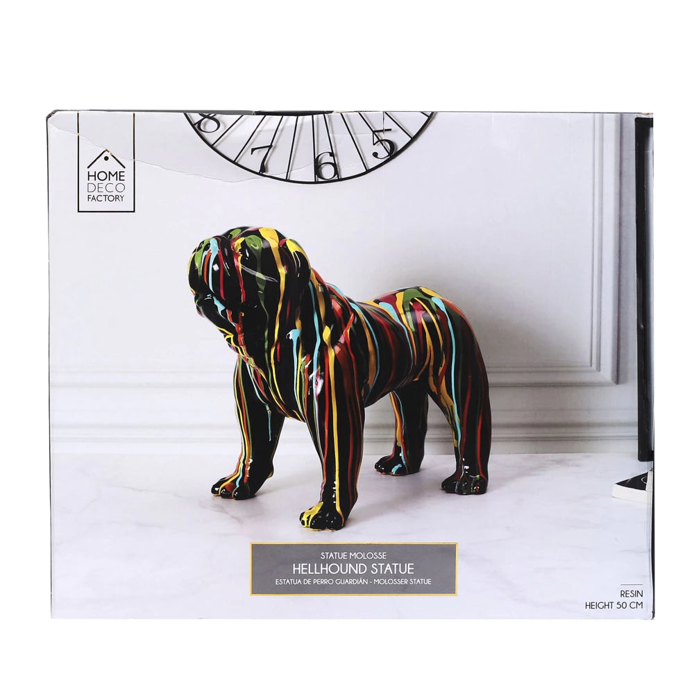 Dekoratyvinė figūrėlė „Molosse“ – juodas spalvingas anglų buldogas (50 cm)